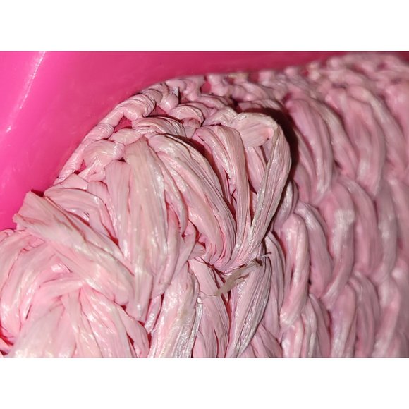 MCM Pink Marcus Brothers Handbag Straw Rattan Plastic Handle Metal Latch - Picture 6 of 11